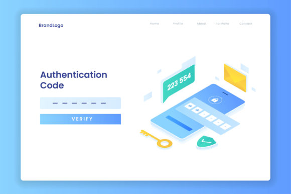 Authentication Code Illustration: Isometric Design for Modern Brands