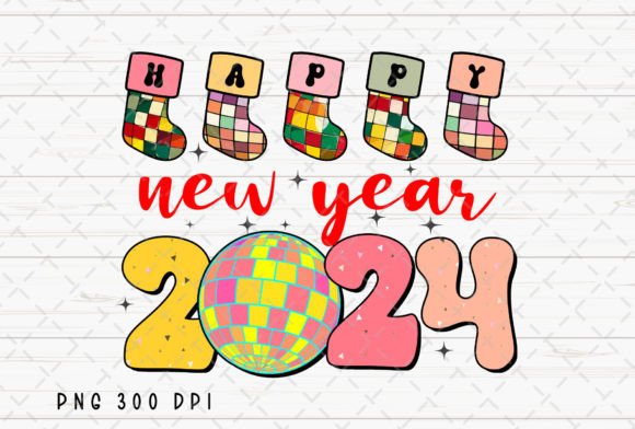 Celebrate with Style: The Happy New Year 2024 Retro PNG