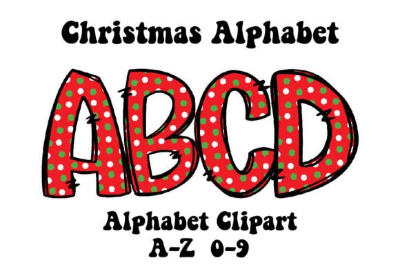 Christmas Alphabet Doodle Red Green Dot: Festive Design Magic
