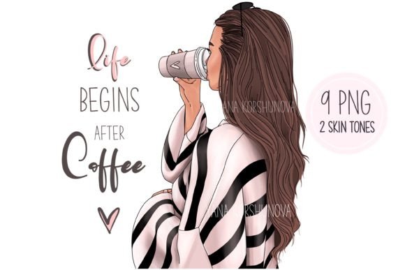 Creative Coffee Girl Clipart for Designers & Crafters