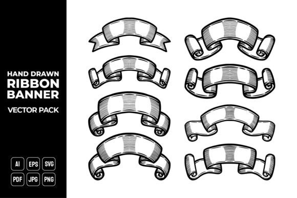 Elevate Your Projects with Hand Drawn Ribbon Banners Vector Pack #3