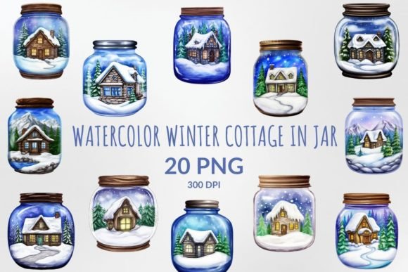 Enchanting Winter Cottage in a Jar Sublimation Pack
