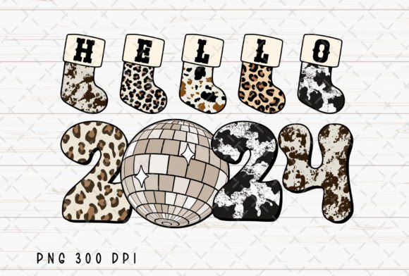 Hello 2024 New Year Retro Western PNG: Your Next Design Asset