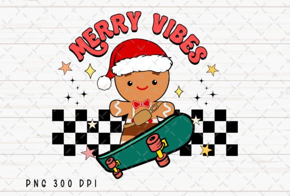 Merry Vibes Gingerbread Christmas PNG: Sweet Holiday Design