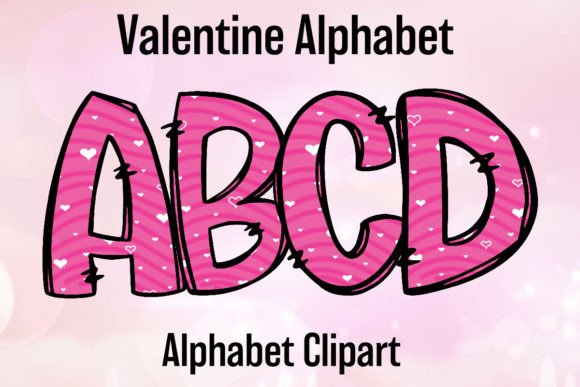 Pink Heart Stripes Valentine's Alphabet: A Designer's Asset