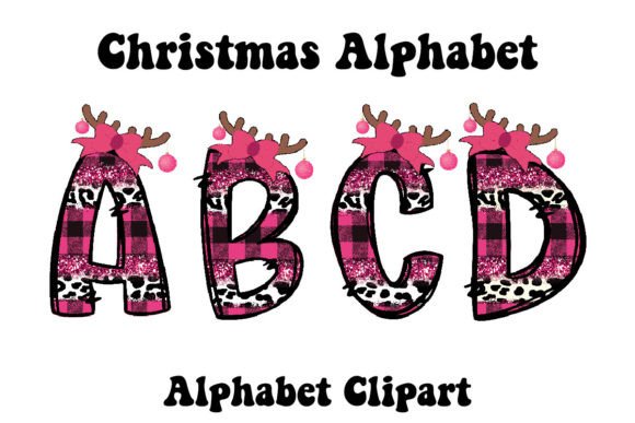 Pink Plaid Reindeer Christmas Alphabet: A Designer's Festive Toolkit