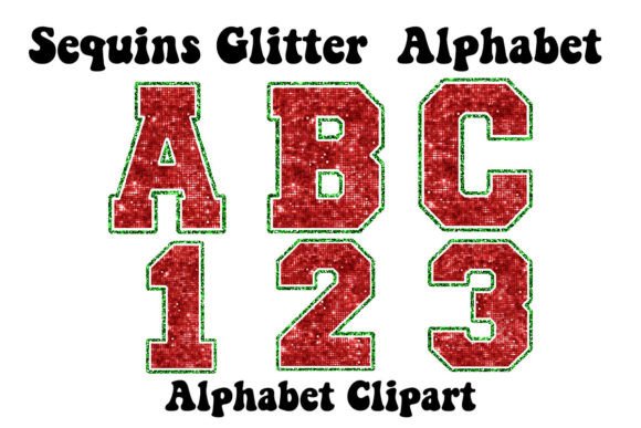 Sequins Glitter Red and Green Alphabets: Festive Design Flair