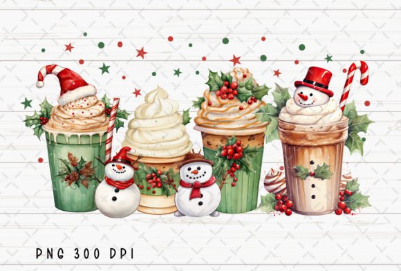 Snowman Coffee Christmas Vintage PNG: A Designer's Festive Asset