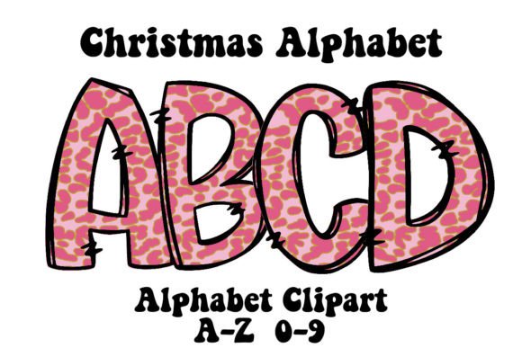 Unleash Wild Festive Style with Pink Leopard Christmas Alphabet Clipart