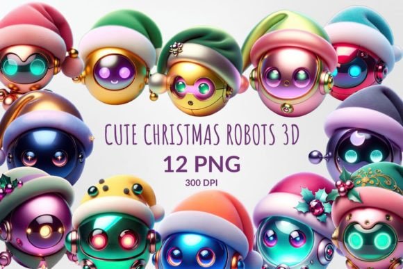 Unwrapping the Charm of Cute Christmas Robots 3D Sublimation