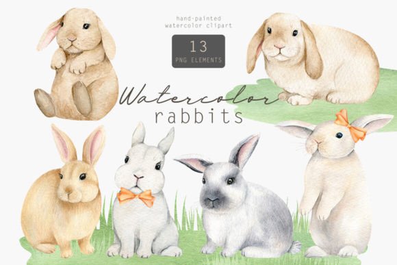 Watercolor Bunny, Cute Rabbit Set: A Designer's Springtime Asset